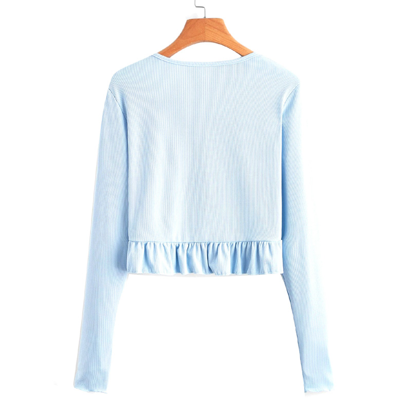 Frill Hem Tie Front Crop Top