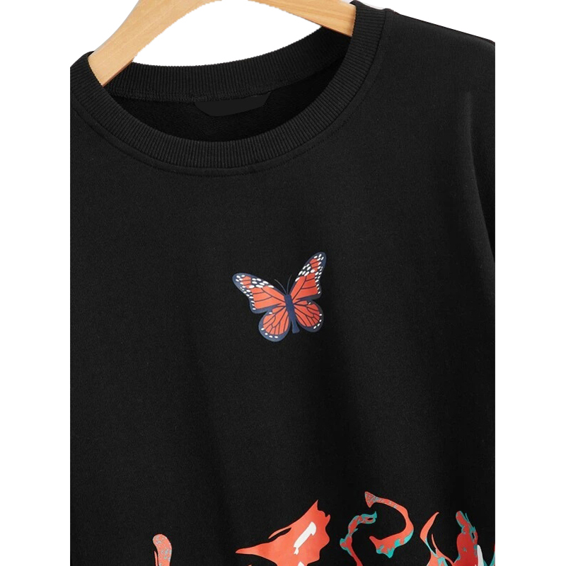 Graphic Print Crop Pullover