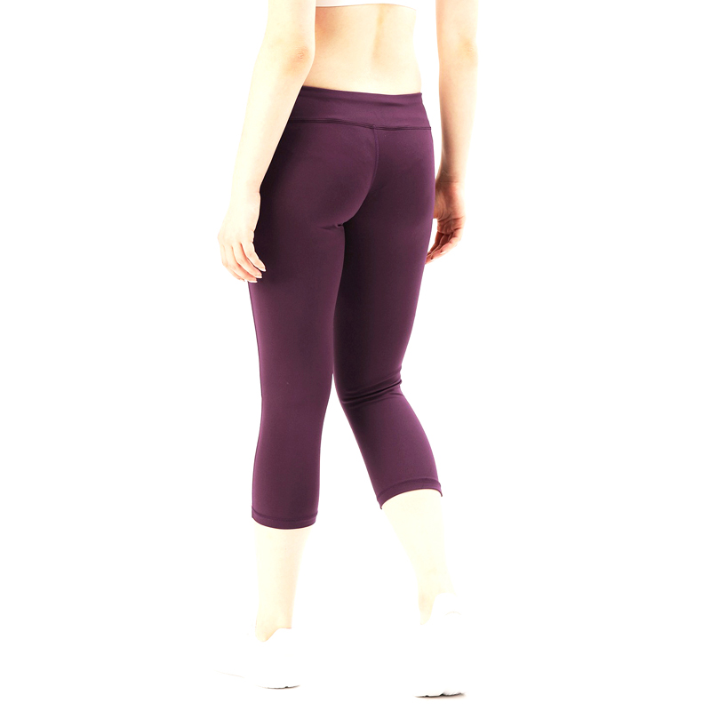 Burgundy Color Block Capri Leggings